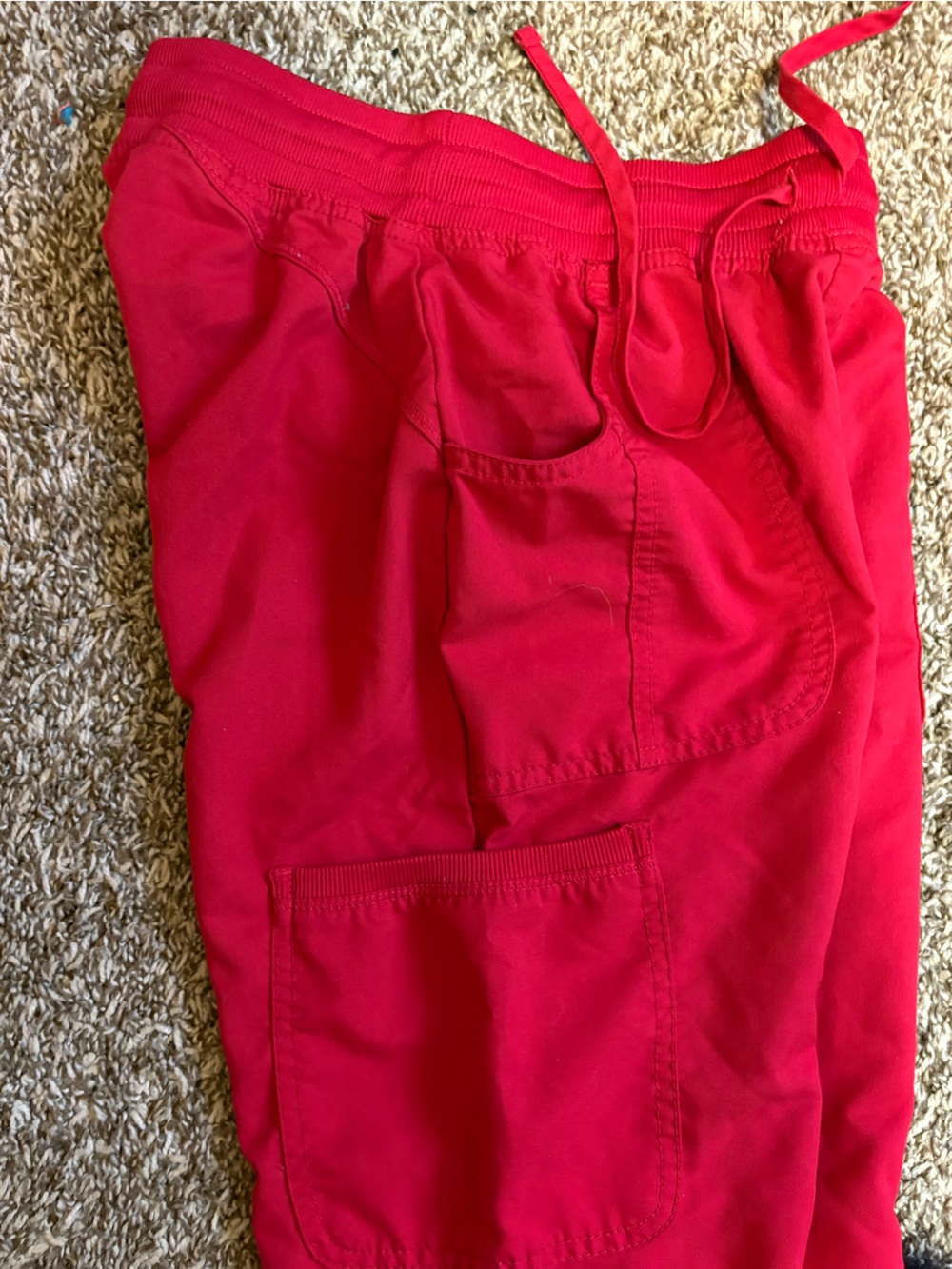 Crest Bright Red women’s Drawstring scrubs side and front pockets snap jacket